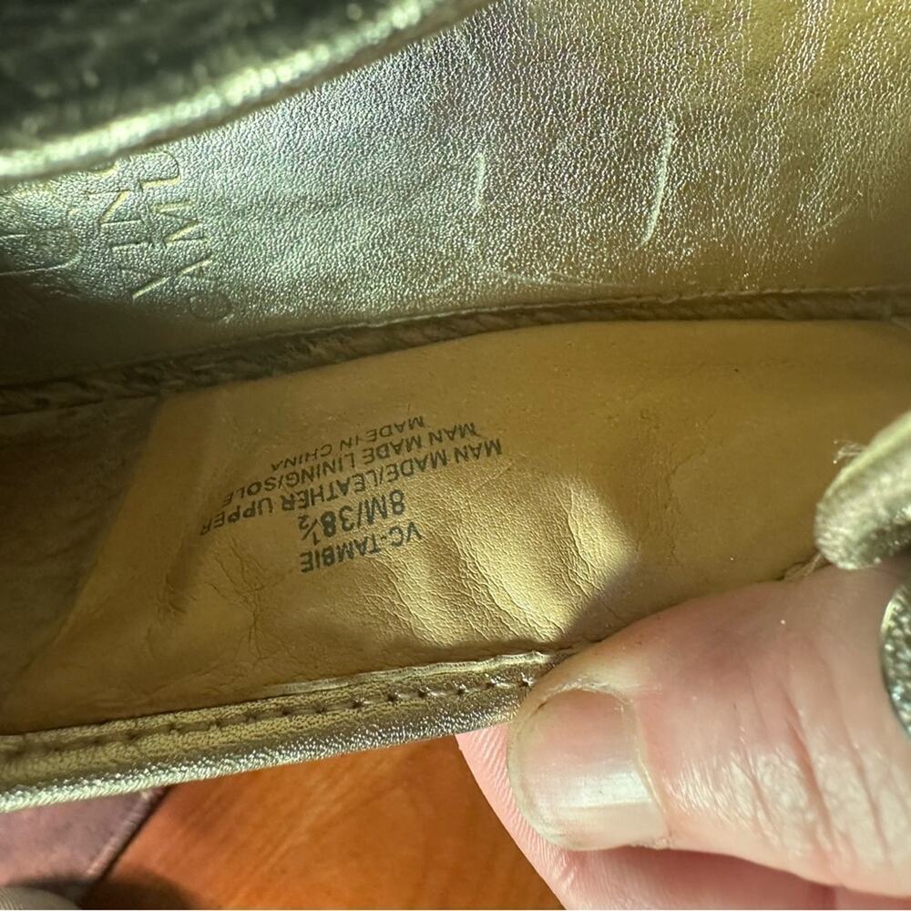 Vince Camuto Tambie Espadrille Natural Light Gold Glitter Mesh Leather - Picture 3 of 4
